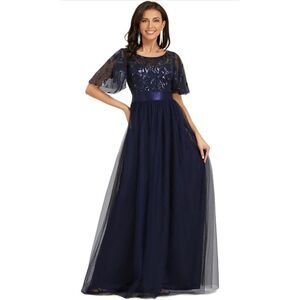 NEW Formal Sequin Empire Waist Beaded Long Evening Dress 2X